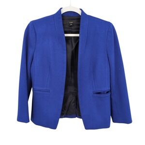 J.Crew Going-Out Blazer Women 6P Blue Open Front Collarless Career Capsule‎